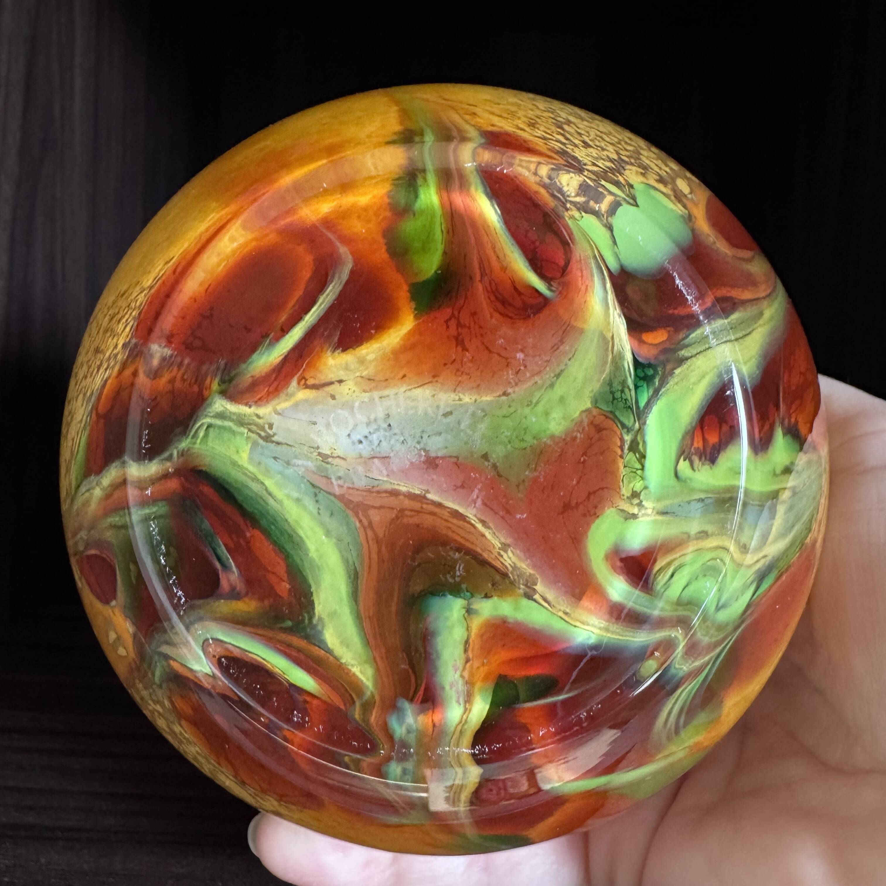 Vintage La Rochère Vase - Coloured Marbled Glass - Signed