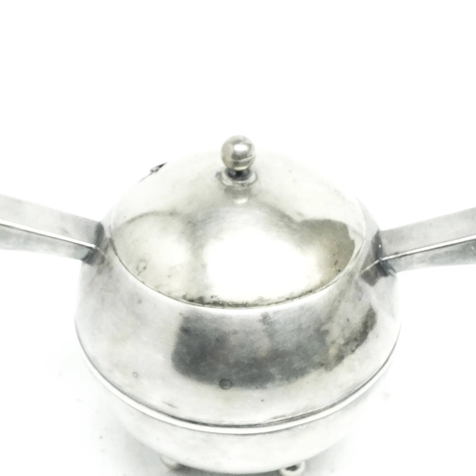 Postmodernist sugar bowl, silver-plated brass, Poland, 1950s