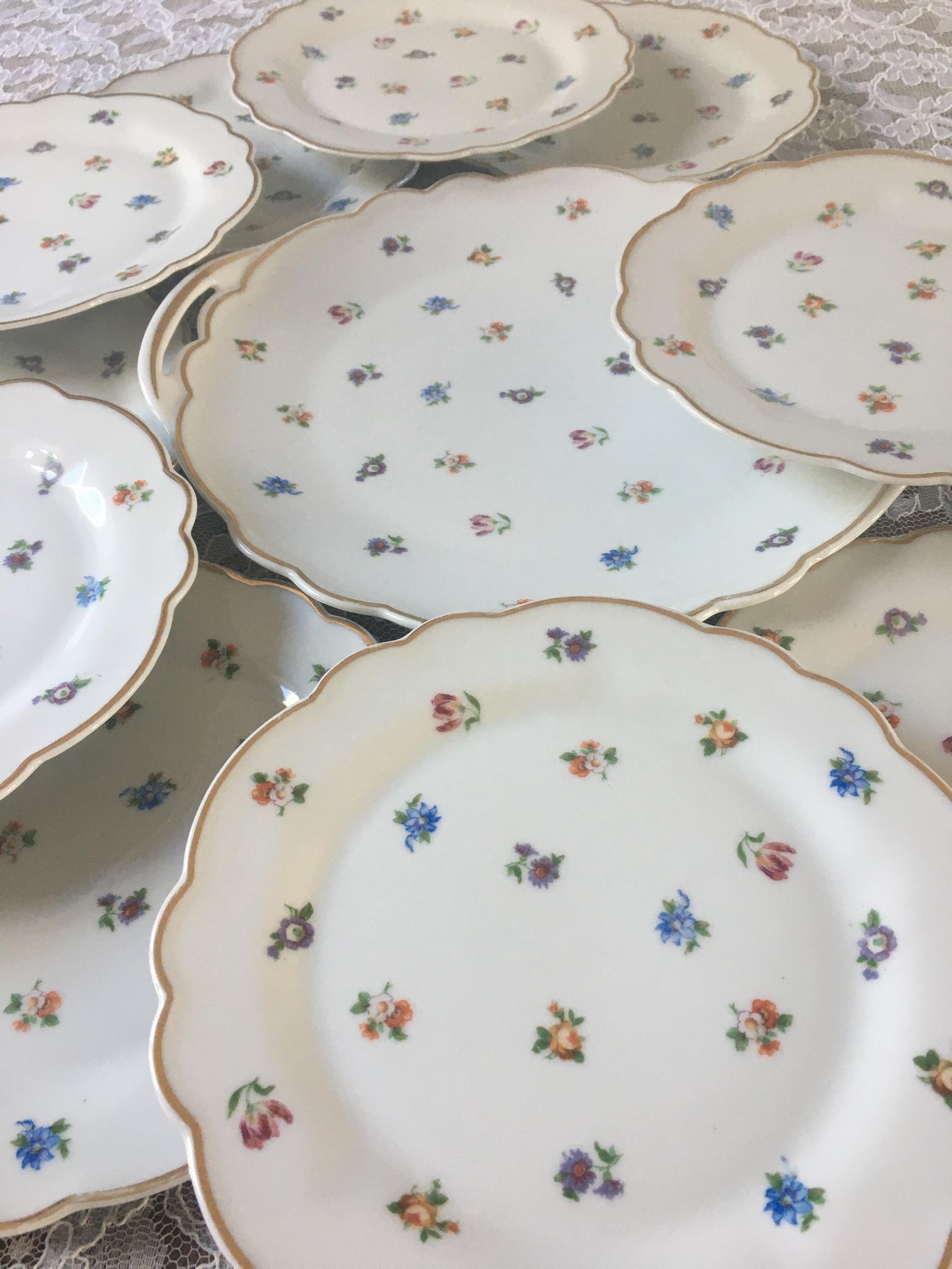 Old dessert service in Limoges porcelain