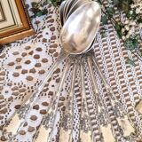 6 silver-plated metal soup spoons, 12g, art nouveau