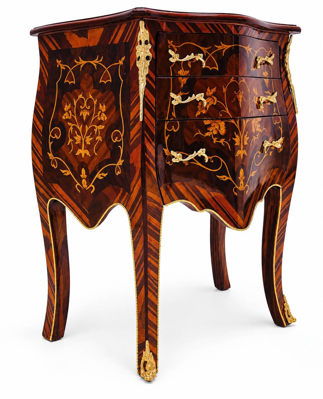 Marquetry chest of drawers with inlay in Louis XV style