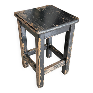 Tabouret en bois massif - patine