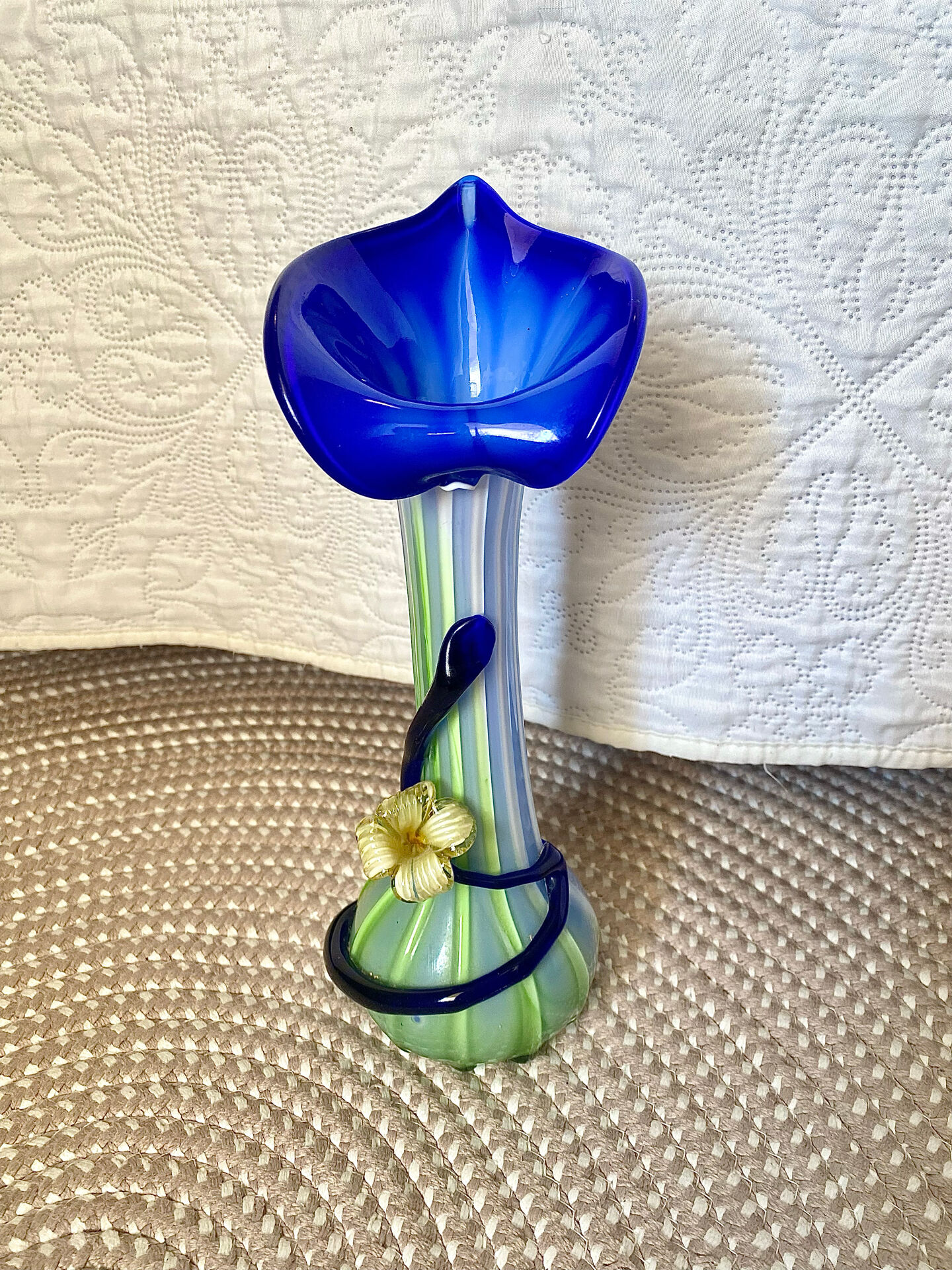 Large blown Murano glass vase with floral decoration.