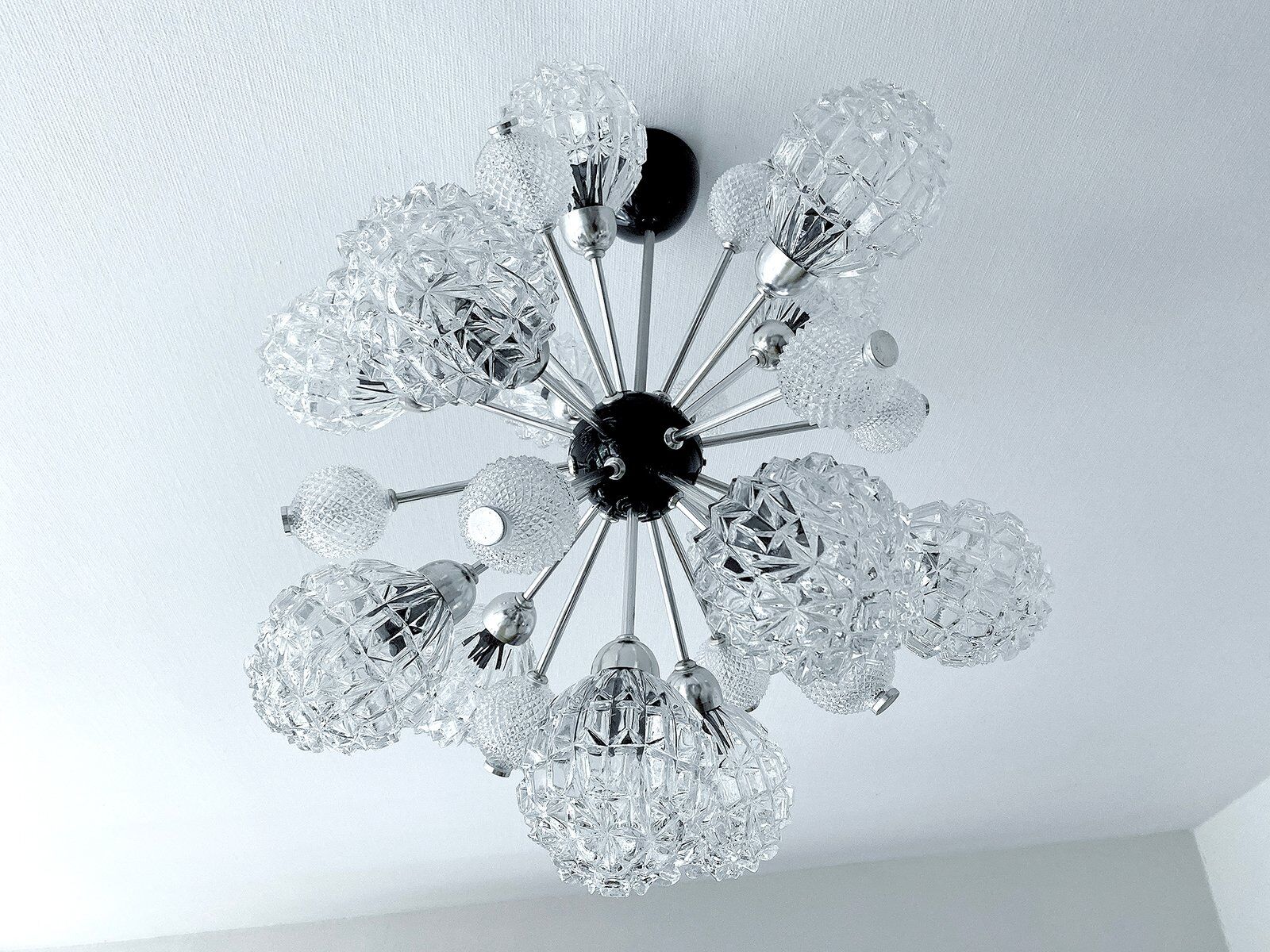 Large Sputnik glass pendant lamp, 1970s