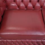 English cowhide Chesterfield 2.5-seater sofa in a stunning red colour