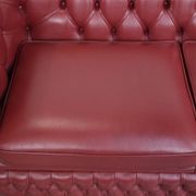 English cowhide Chesterfield 2.5-seater sofa in a stunning red colour