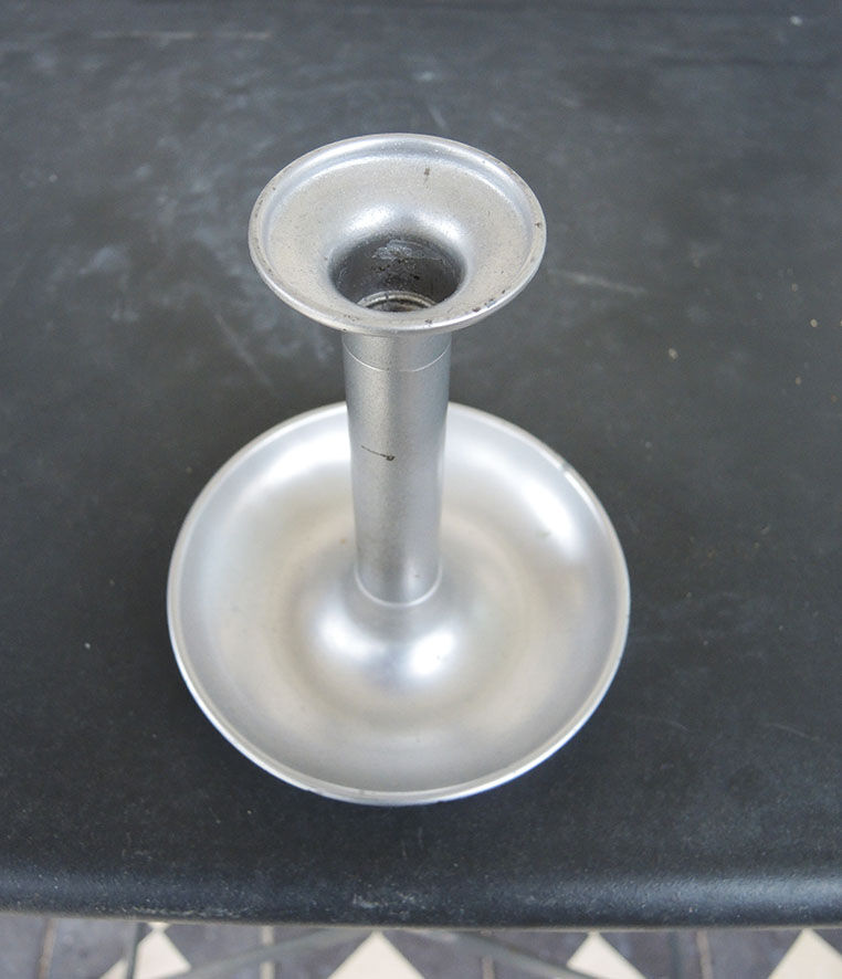 Old candle holder tin punched h 16.5 cm