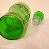 Liquor/digestive service in green and gold glass DELPRETE