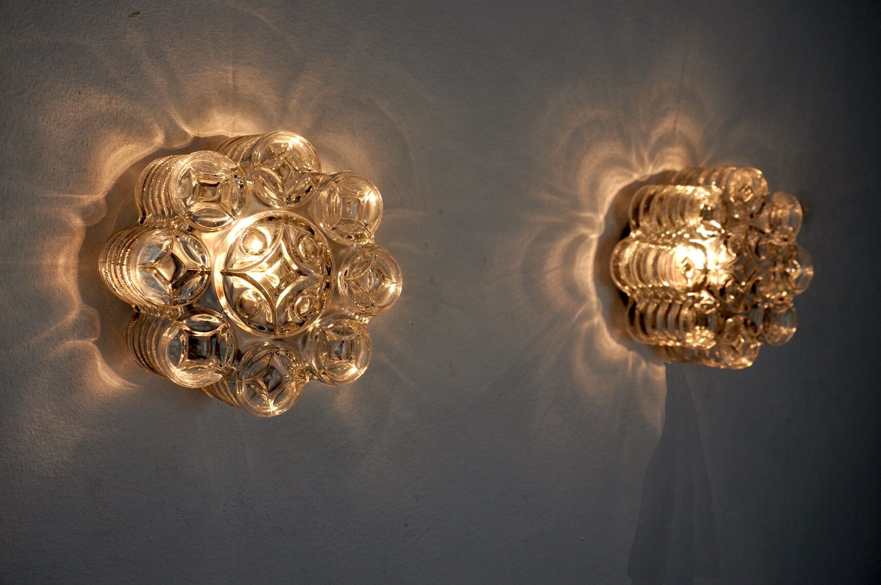 Pair of wall lamps by WILLA, geometric glass, Germany, 1960