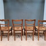 Suite of 4 rustic straw chairs