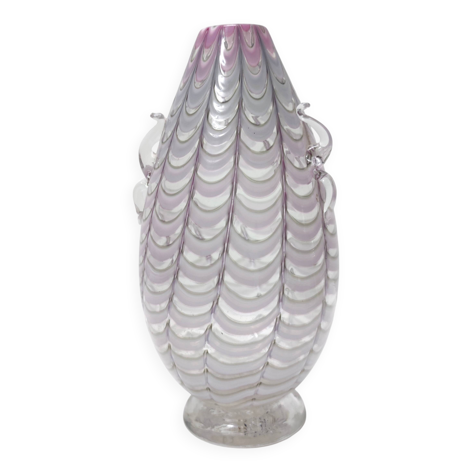 Lilac and Transparent Murano Glass Vase by Alberto Donà, Italy