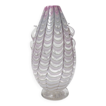 Vase en verre de Murano lilas et transparent par Alberto Donà, Italie
