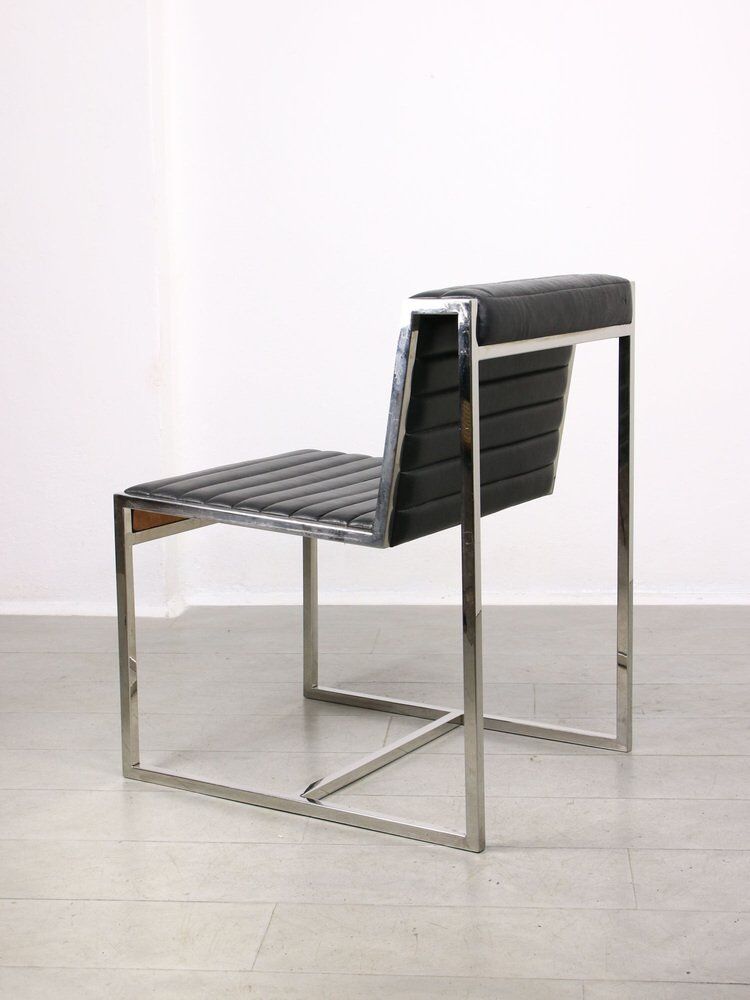 Vintage Bauhaus Chair in Black Leatherette and Chrome