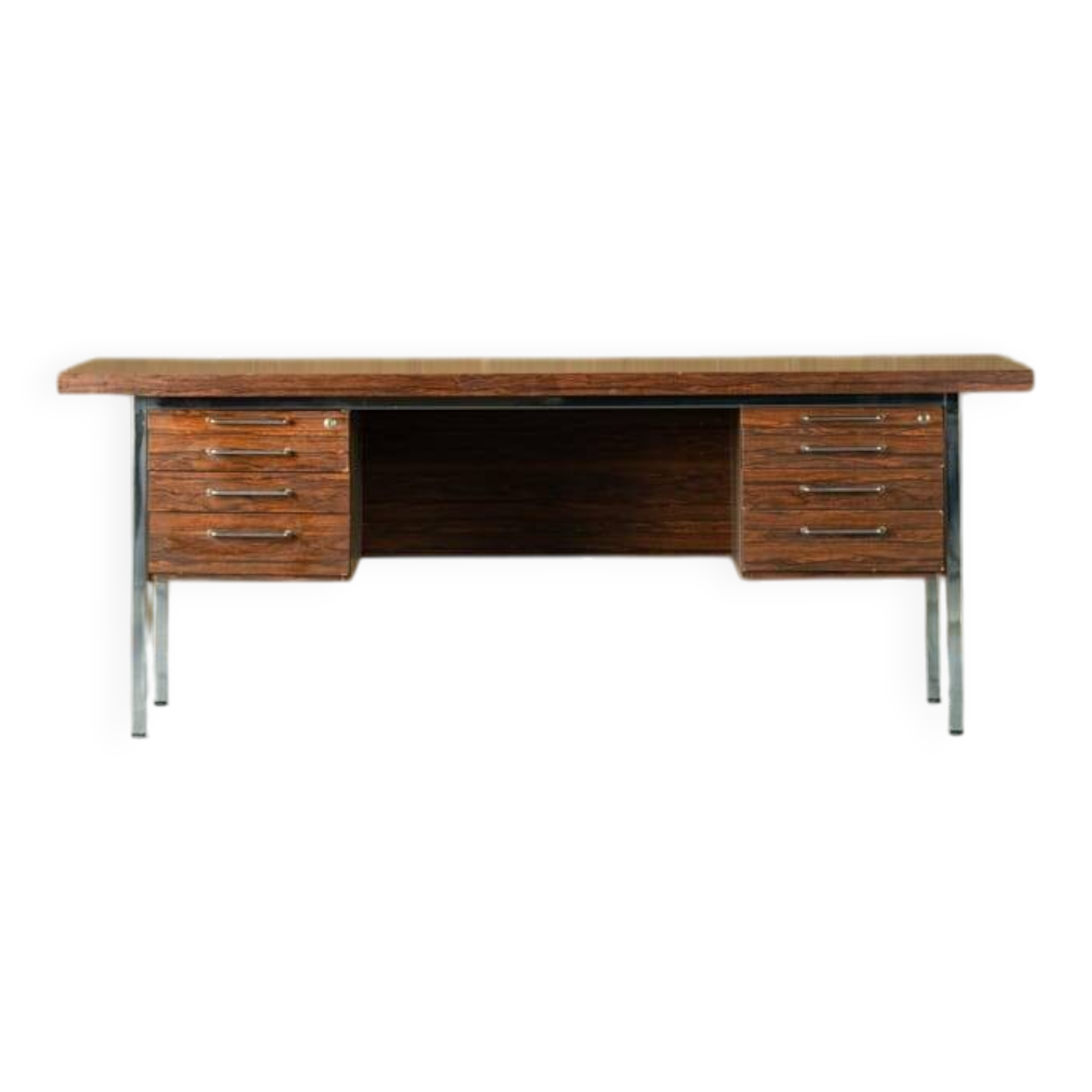 Mid-century rosewood and metal desk, Denmark 1970s