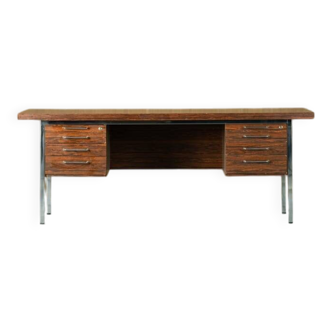 Mid-century rosewood and metal desk, Denmark 1970s
