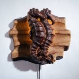 Brutalist ceramic Seahorse wall ight, 1970s