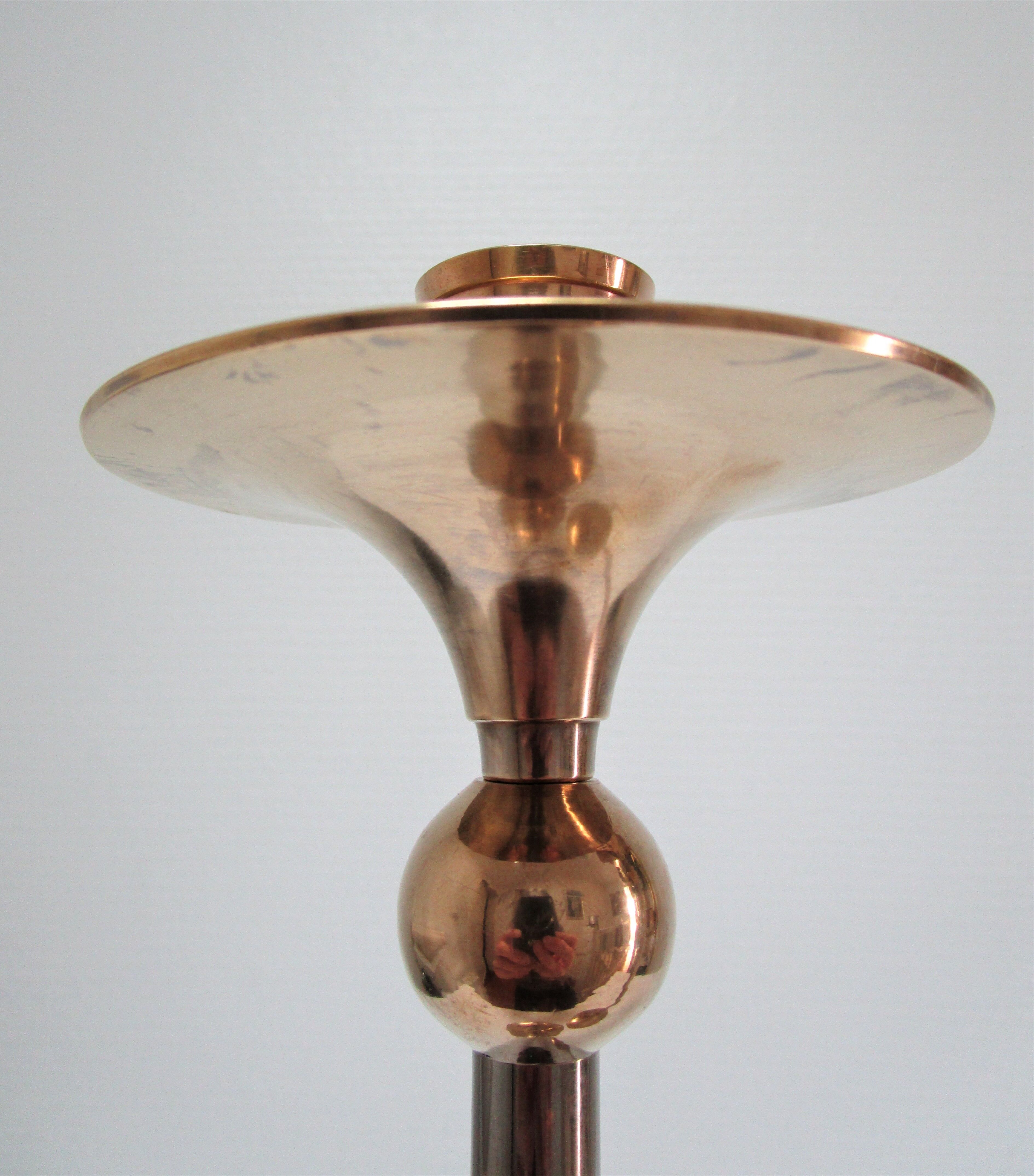 Pair of Scandinavian candlesticks brass vintage steel