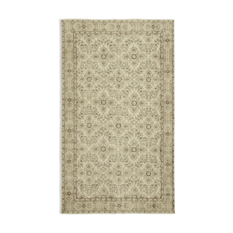 Handmade antique oriental beige carpet 177 cm x 296 cm