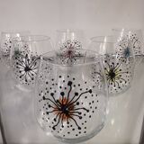 Service of 6 vintage water glasses, handmade decor