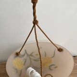 Opaline pendant light hand painted and signed