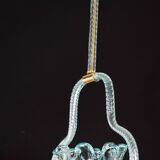 Blu acquamarine Murano glass chandelier by Barovier e Toso, 1940s