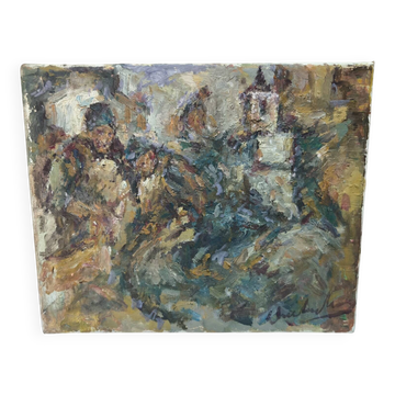 Tour of the village church – Impressionist oil painting
