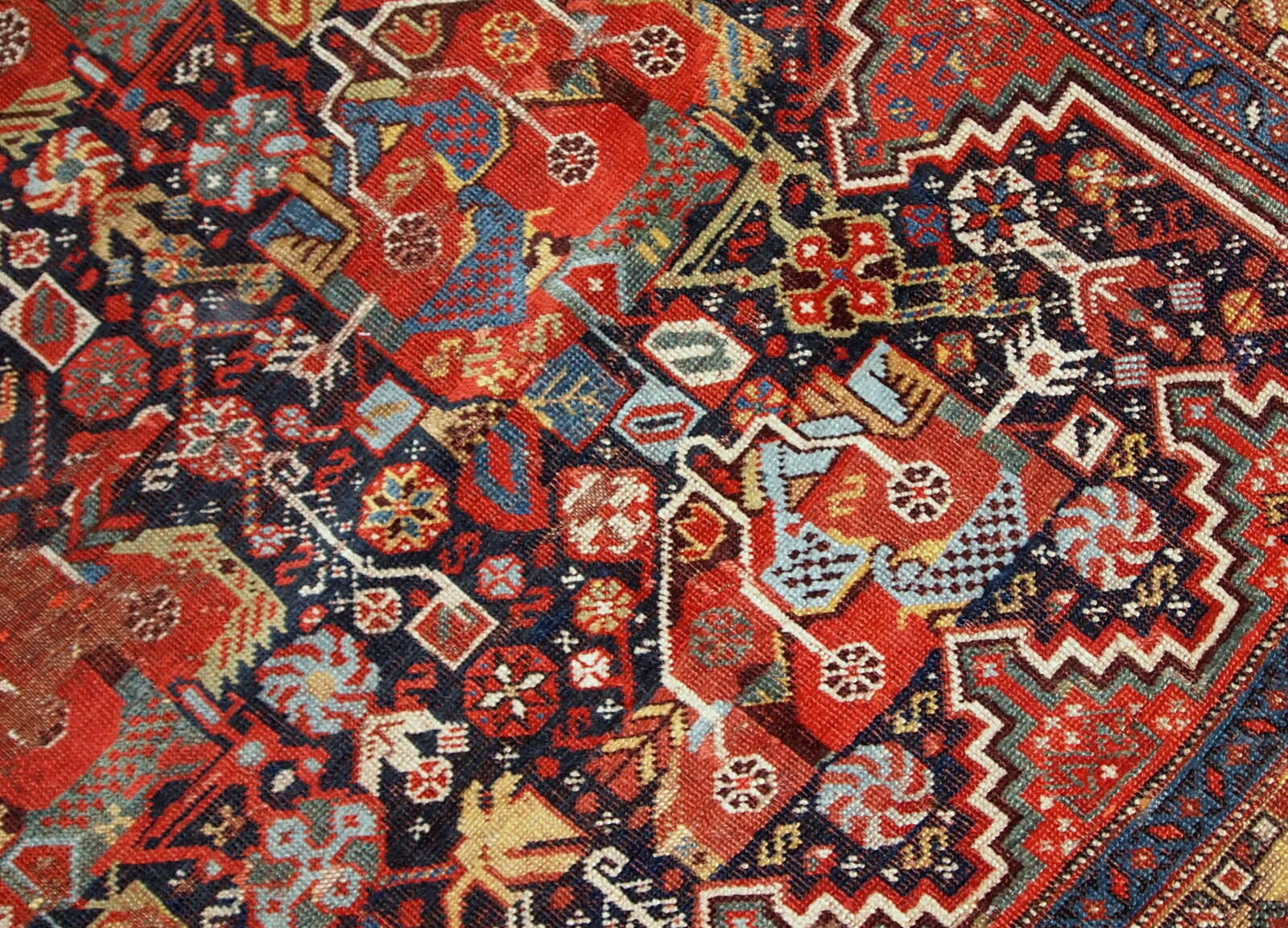 Handmade Oriental antique carpet 149cm x 195cm 1840s