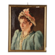 Old painting, female portrait, oil on canvas, Italy, 1892