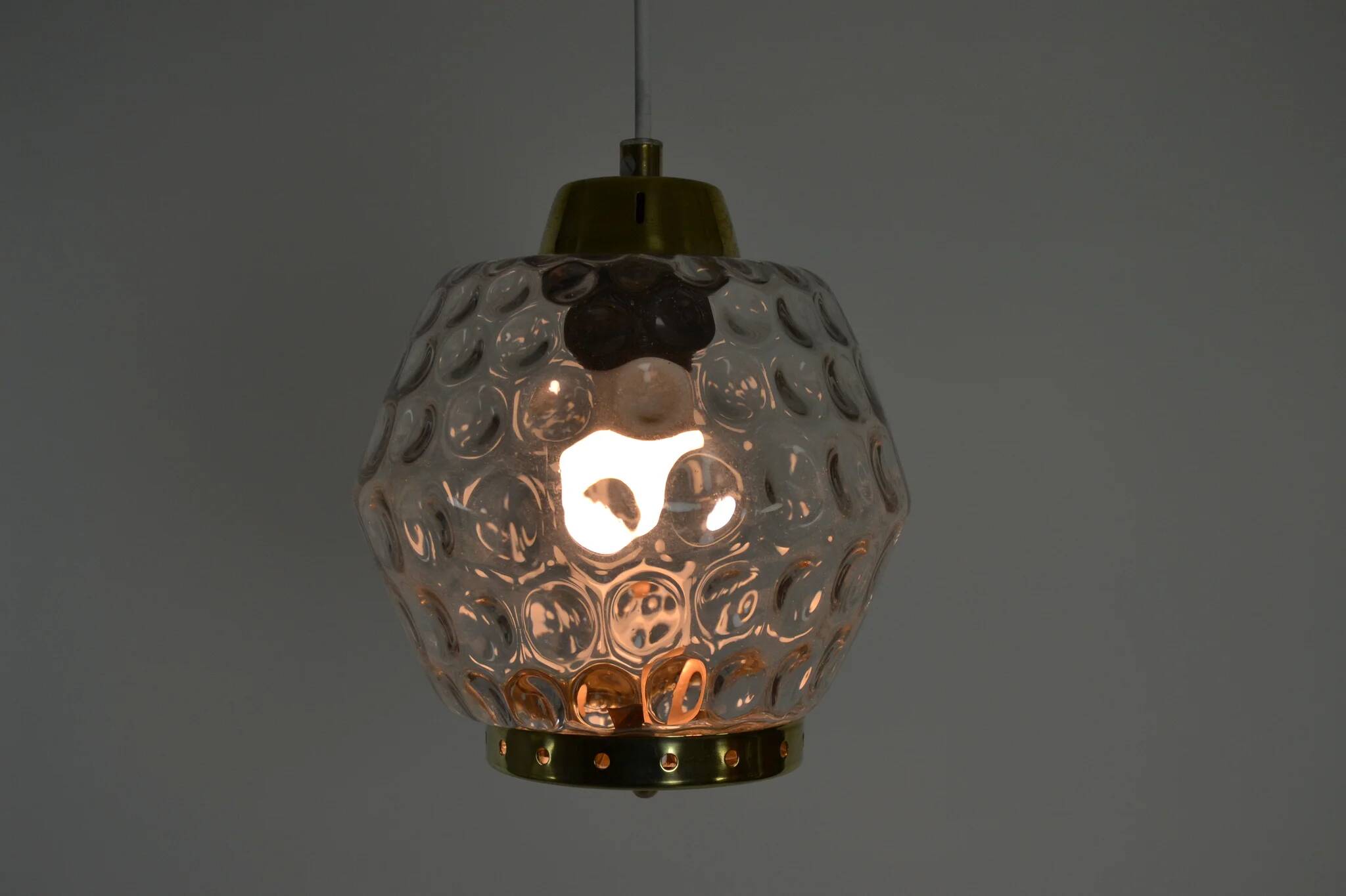 Glass and Brass Pendant Lamp, 1960s, Sweden