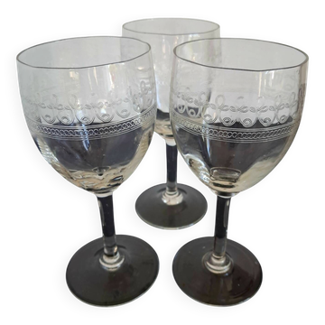 3 old guilloche glasses from the 20s