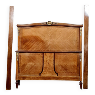 Louis XVI style center bed in burl and burl circa 1900-1920