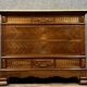 Louis XVI style walnut commode – Marble top – Chevron front