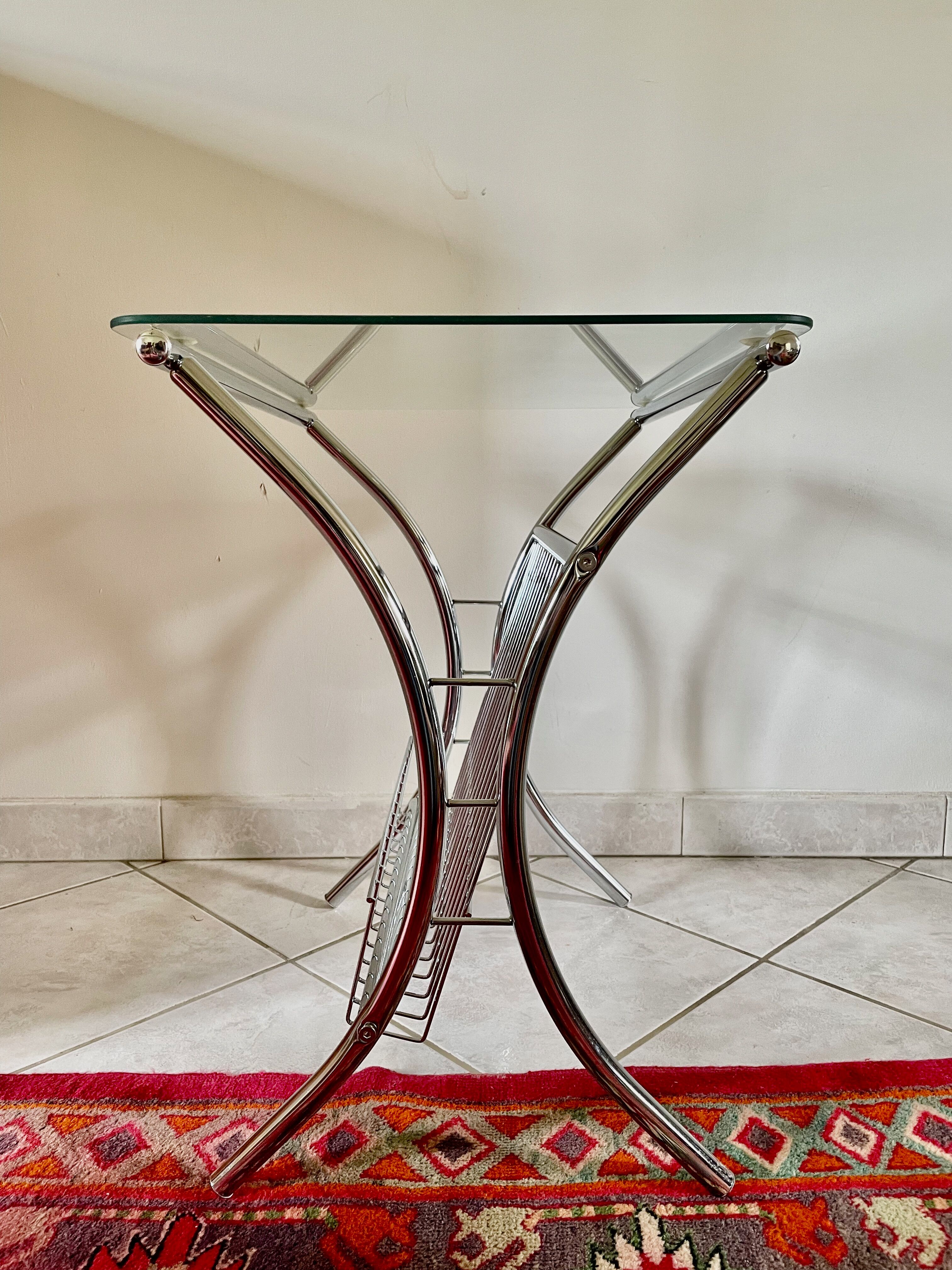 End of sofa magazine holder chrome 1970