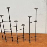 Mid-century brutalist extendable wrought iron floor chandelier, 1960s.