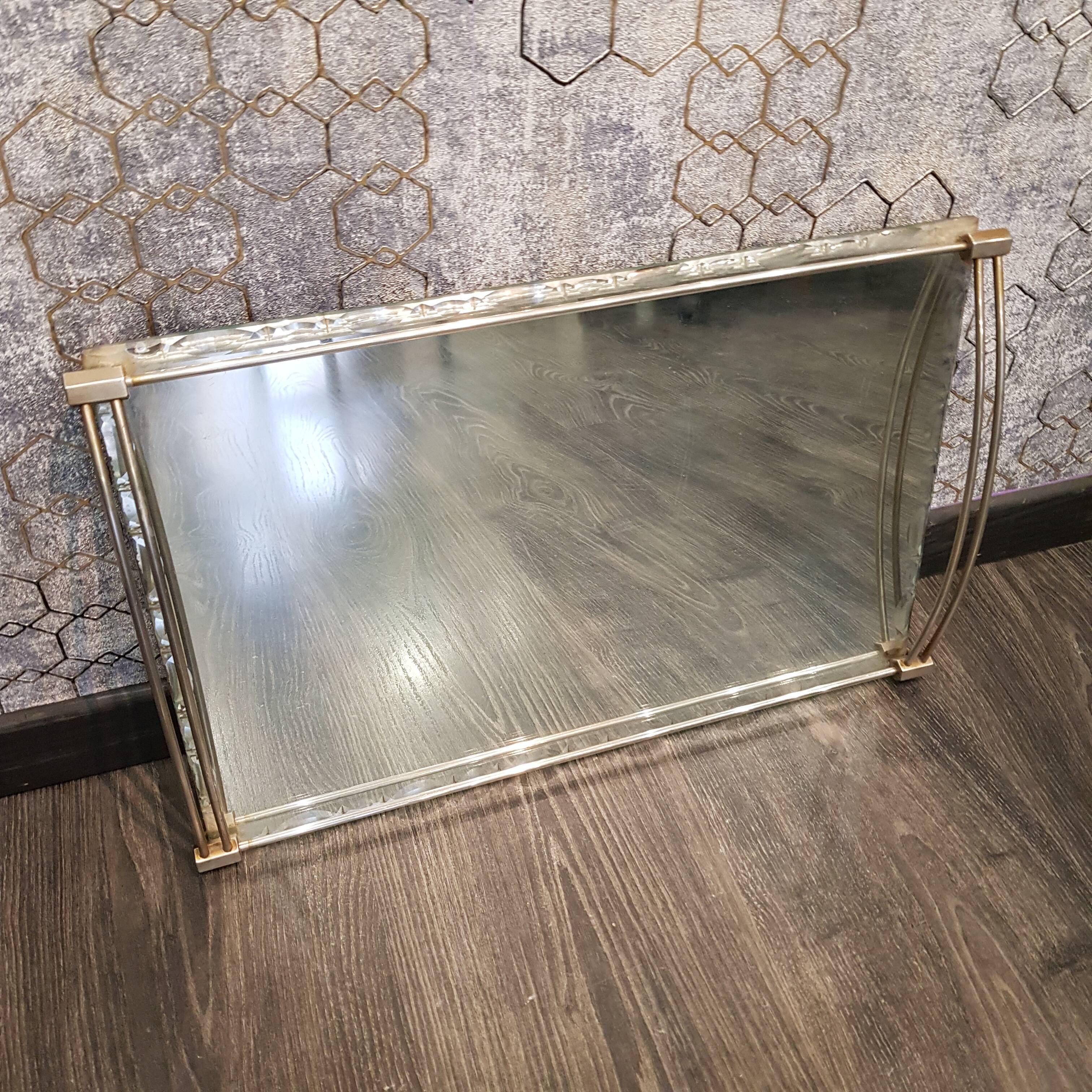 Mirror and metal tray