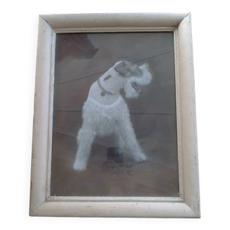 Fox terrier dog pastel painting