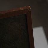 Mid-century pastel oil abstract painting, Danish artist, patinated wooden frame.