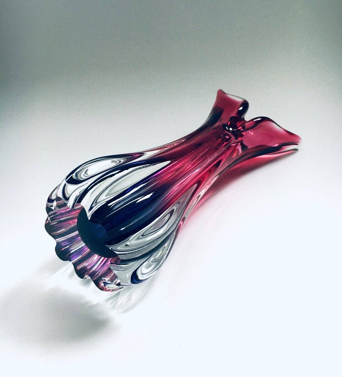 Czech Crystal Art Glass Beak Vase by Jozef Hospodka for Chribska Glassworks, 1950s