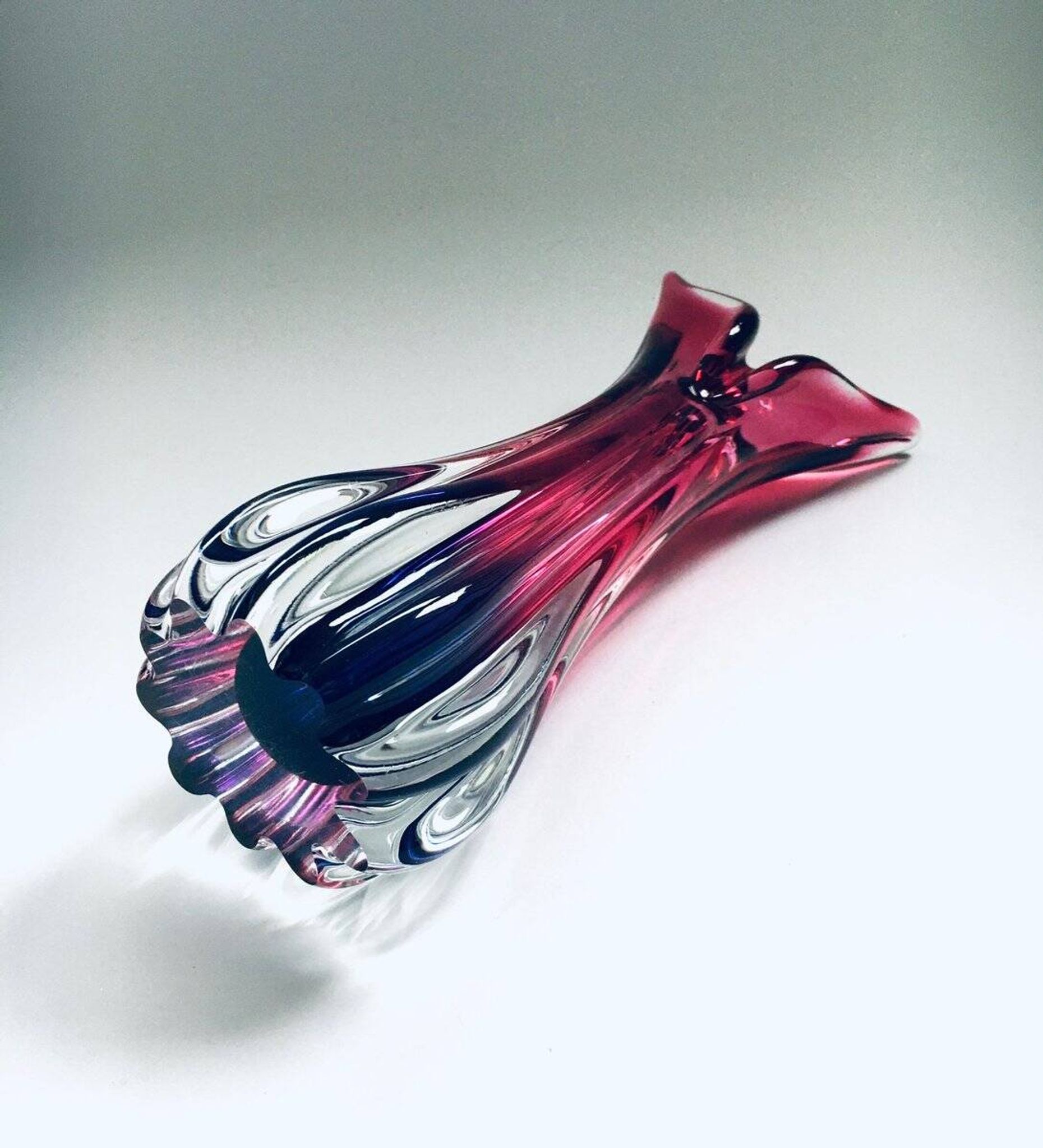 Czech Crystal Art Glass Beak Vase by Jozef Hospodka for Chribska Glassworks, 1950s