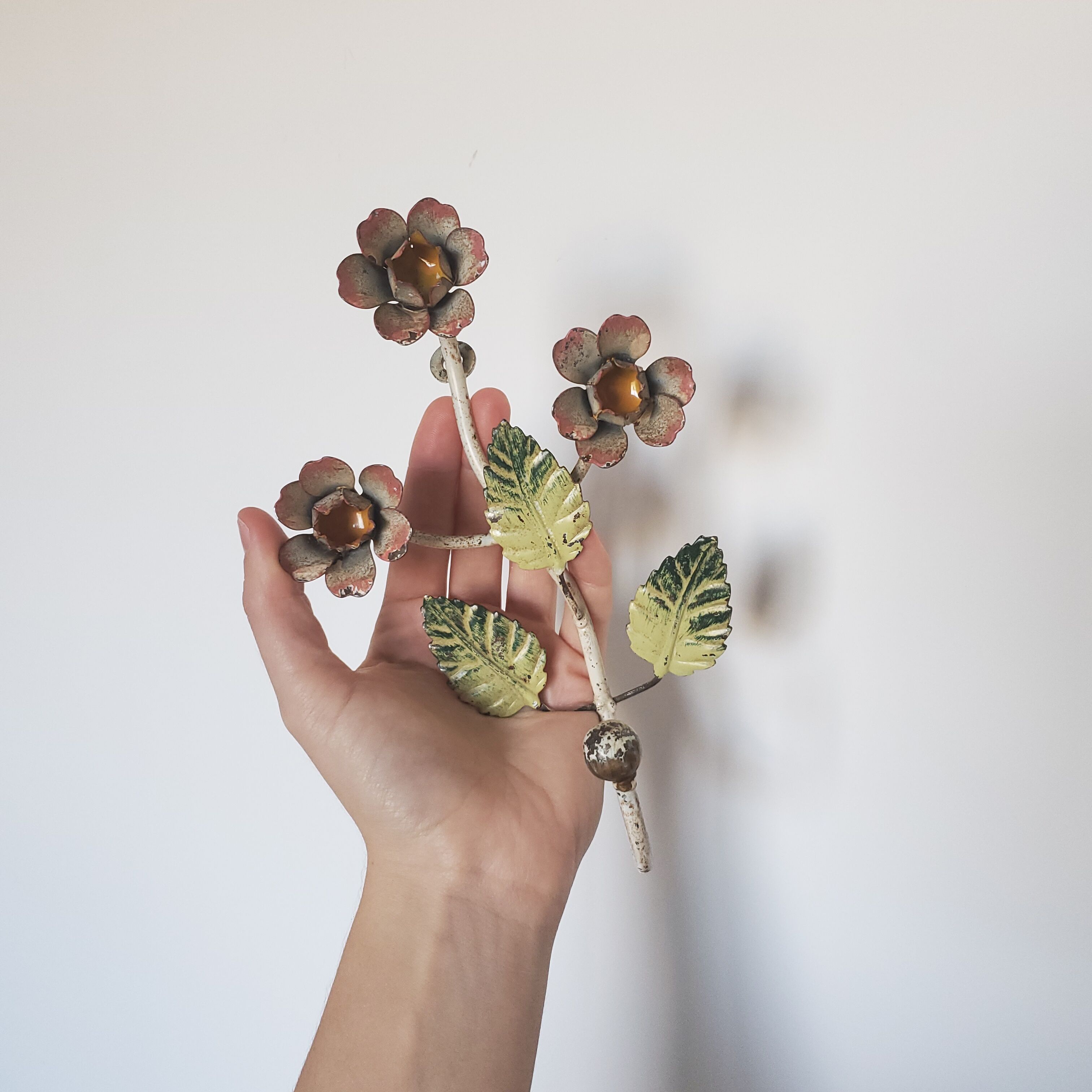 Antique metal floral hook