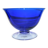 Vintage blue crystal salad bowl from the lancel paris brand