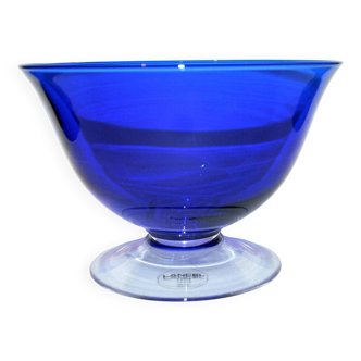 Coupe saladier vintage en cristal bleu de la marque lancel paris