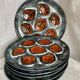 Set of 6 vintage oyster plates, earthenware, 1960s