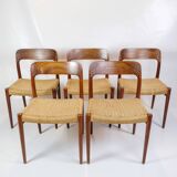 Set Of 5 Dining Chairs Model 75 Made In Teak By Niels O. Møller From 1960s
