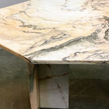 Blush pink octagonal Italian marble dining table 1970s - Italian stone dining table