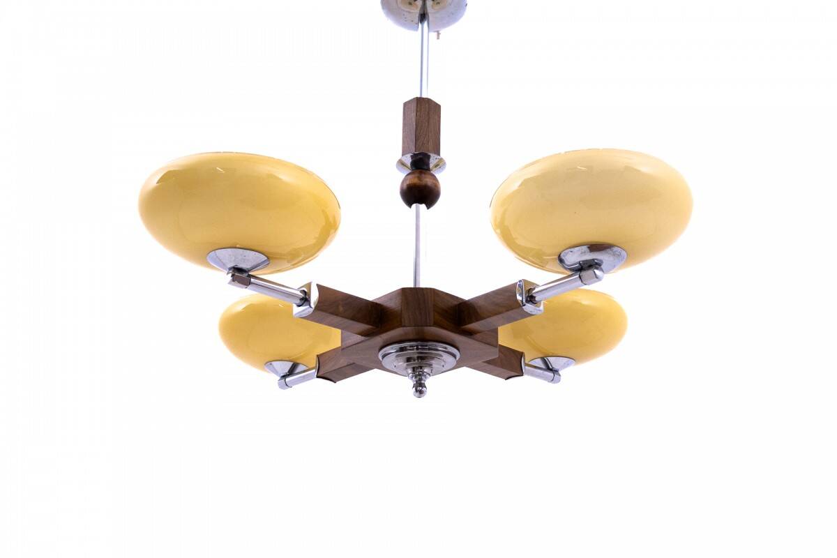 1950s Art Deco chandelier, Poland.