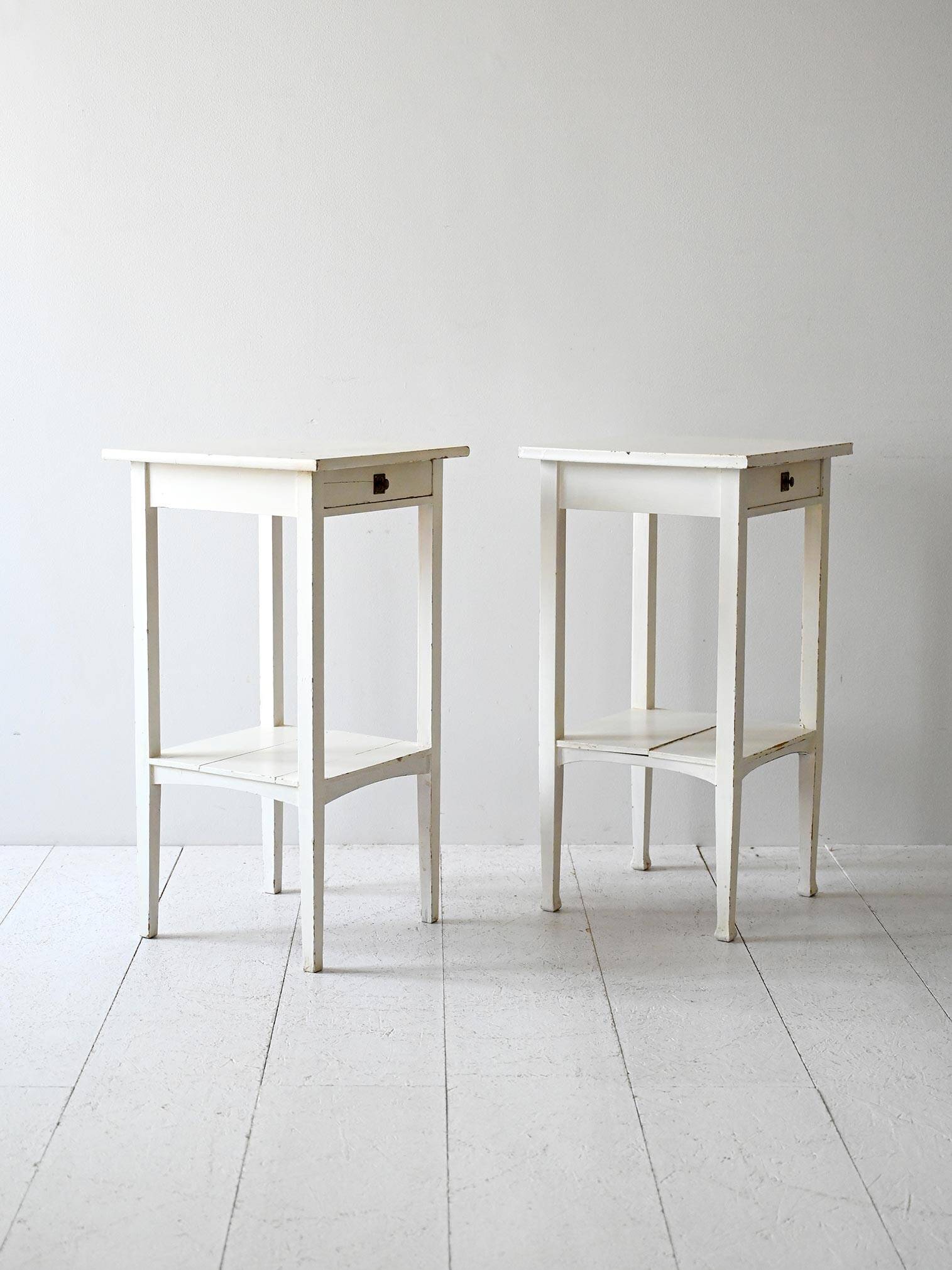 Pair of mid-century Scandinavian white-painted nightstands