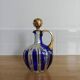 Vintage Moser style carafe / flask, cobalt blue and gold.