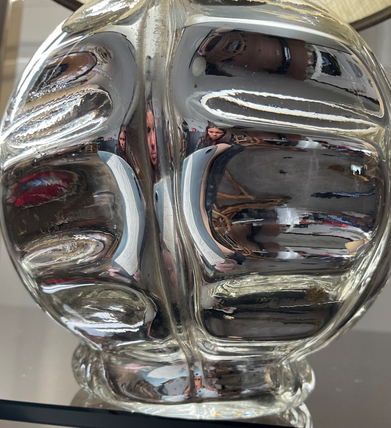 Vintage eglomised glass lamp from the 50s-60s