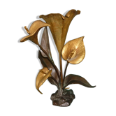 Lampe bronze doré aux fleurs d'arum